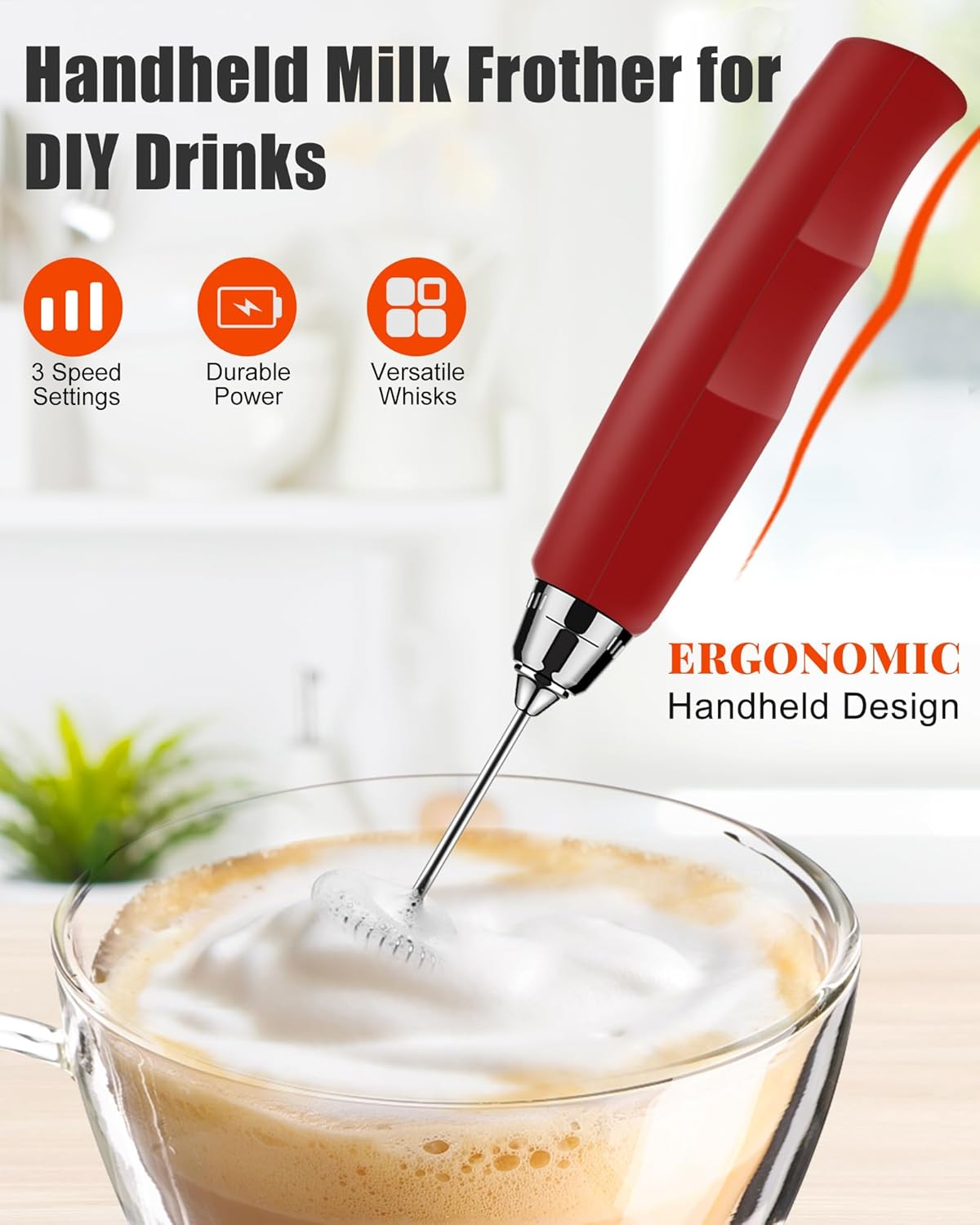 3-in-1 Handheld Milk Frother & Whisk — Perfect Creamy Foam in Seconds