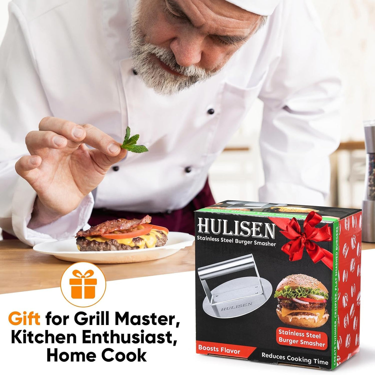 Stainless Steel Burger Press - Ultra-Crispy Edge Smasher