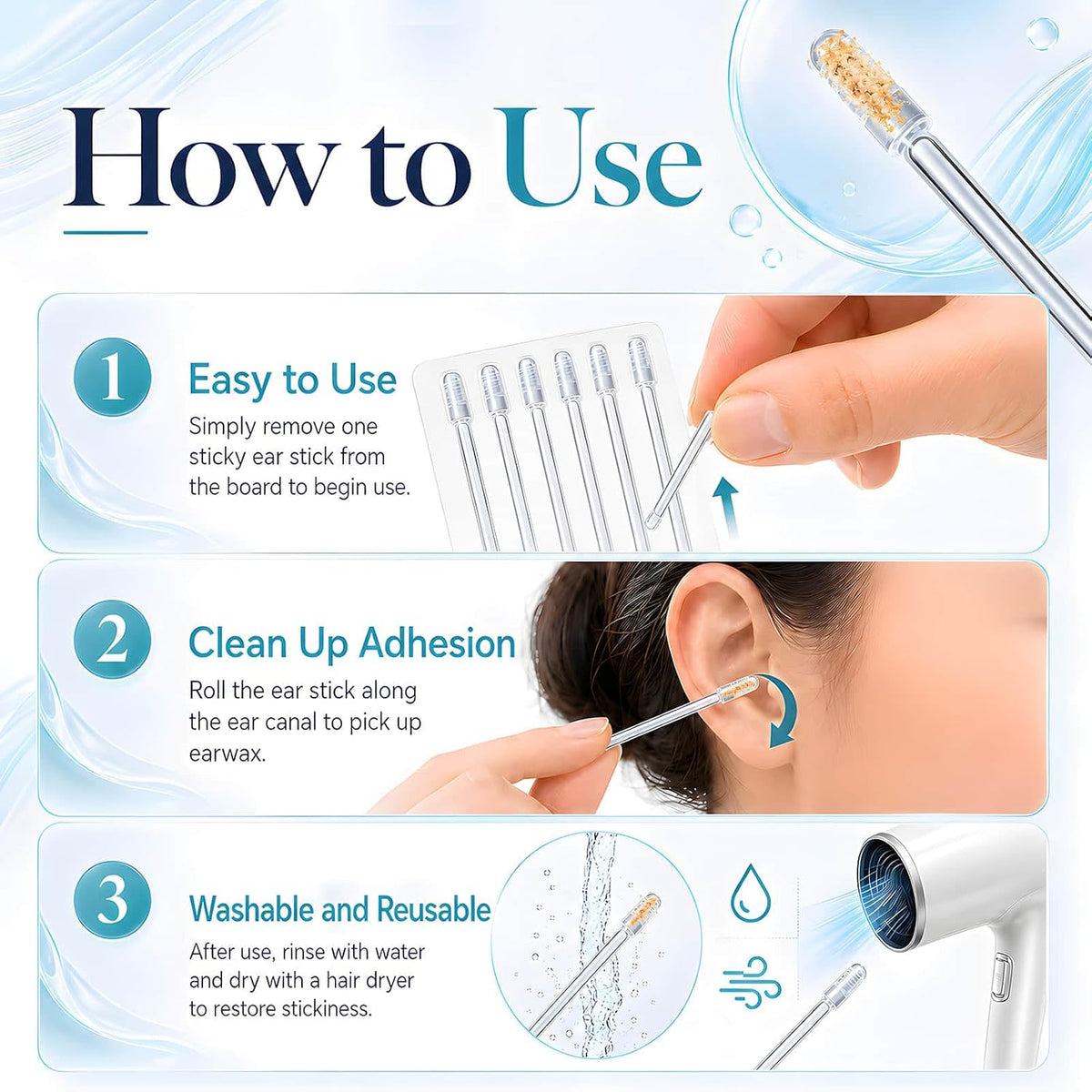 Sticky Resin Earwax Cleaner Tool - Safe Gentle Ear Cleaning Swab