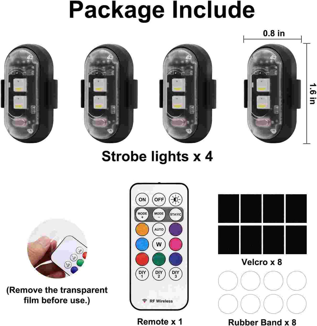 Wireless Remote RGB LED Motorcycle & Aircraft Strobe Warning Lights