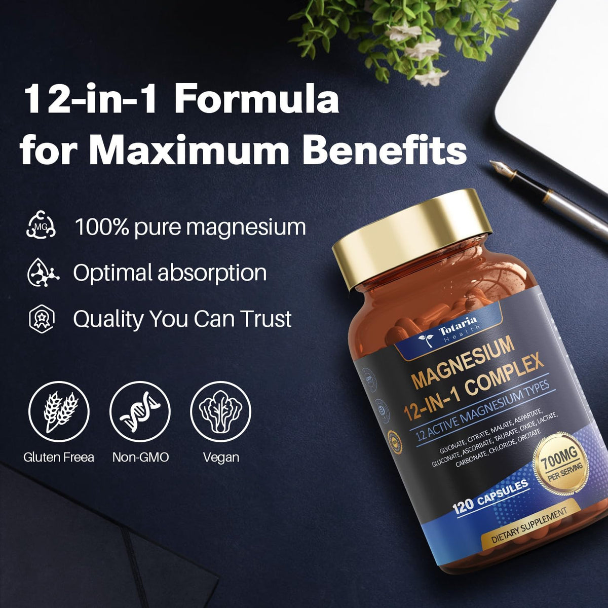 A powerful 12-in-1 Magnesium Complex Master Your Sleep and Calm the Daily Overwhelm