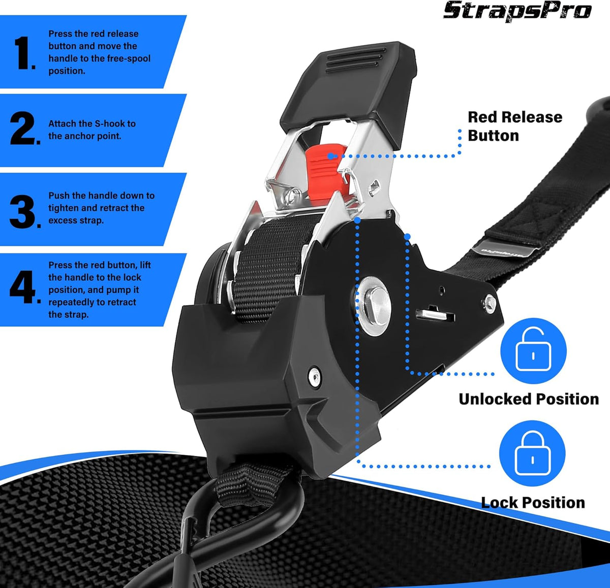 Auto-Retractable Ratchet Straps