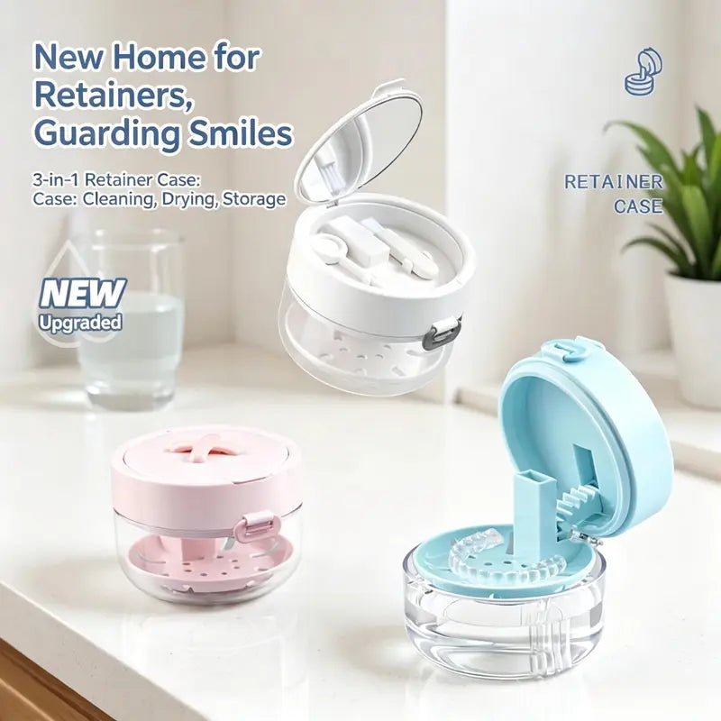 Auto-Rising Retainer Cleaner Case with Strainer Basket