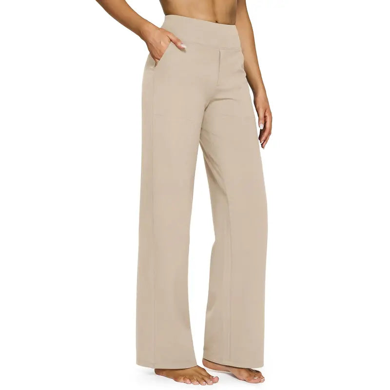High Waisted Wide Leg Yoga Dress Pants with Pockets