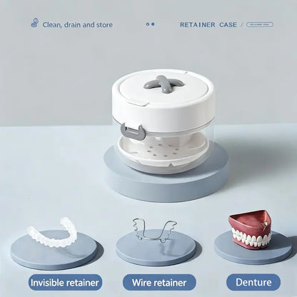 Auto-Rising Retainer Cleaner Case with Strainer Basket