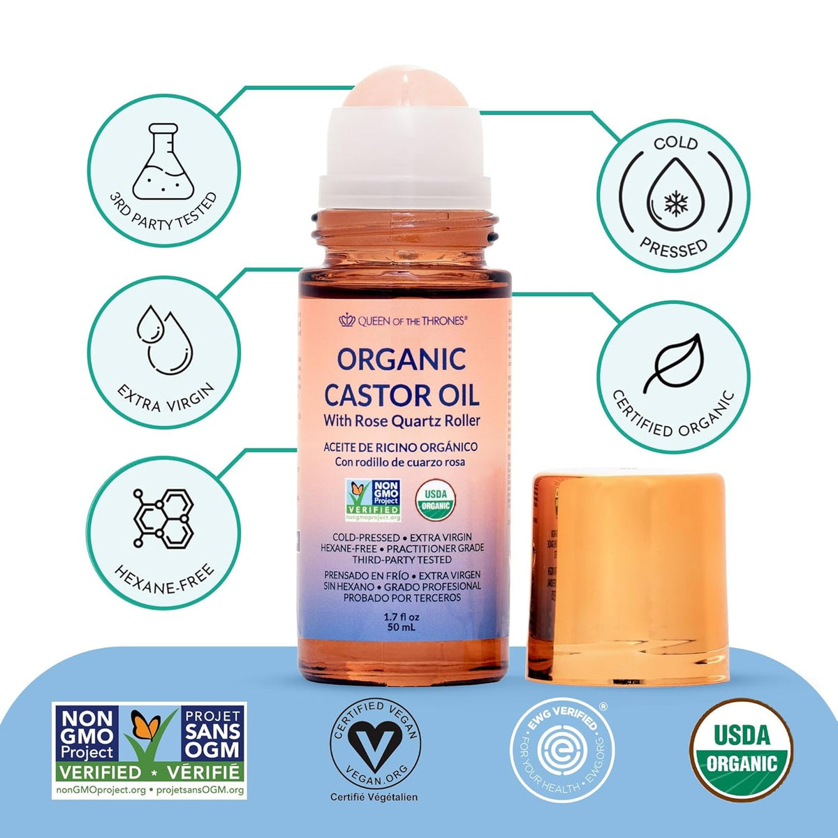 Revitalize Your Eyes with Organic Castor Oil & Rose Quartz