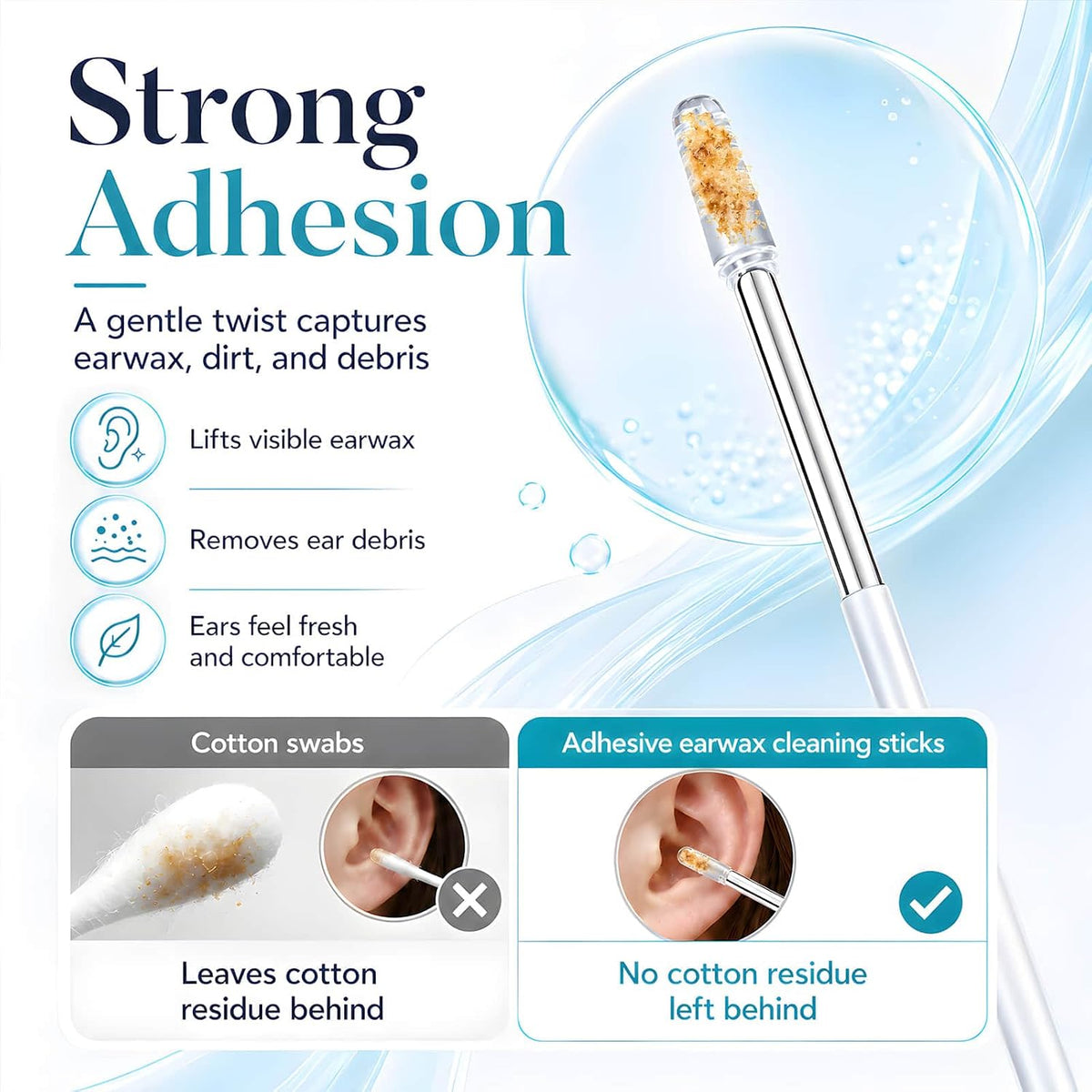 Sticky Resin Earwax Cleaner Tool - Safe Gentle Ear Cleaning Swab