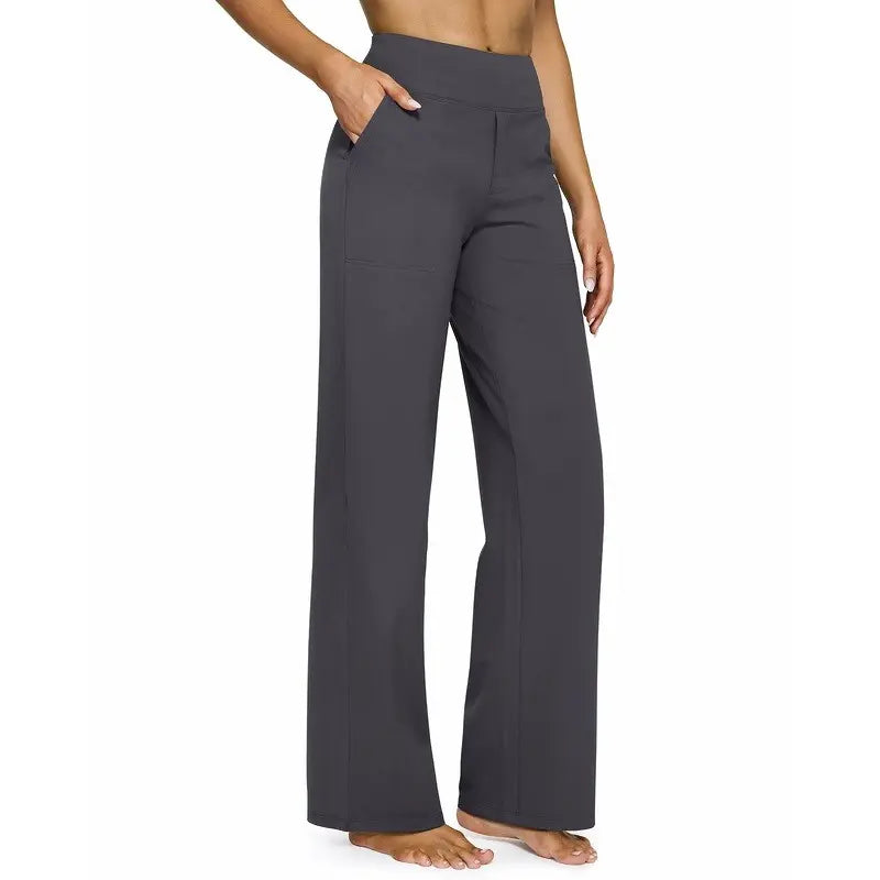 High Waisted Wide Leg Yoga Dress Pants with Pockets