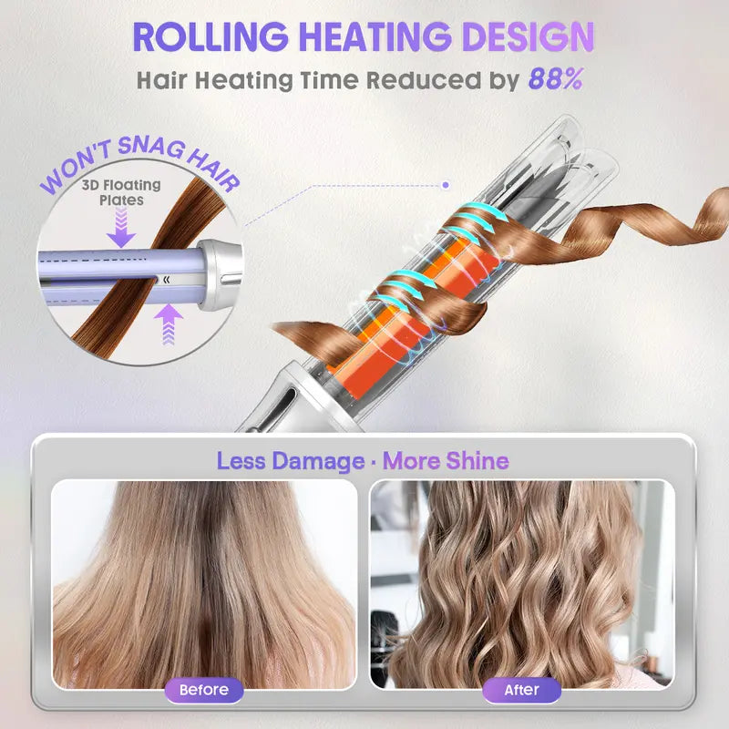 360° Airflow Styler Pro: Effortless Auto-Rotating Straightener & Curler for All-Day Hold