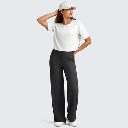 High Waisted Wide Leg Yoga Dress Pants with Pockets