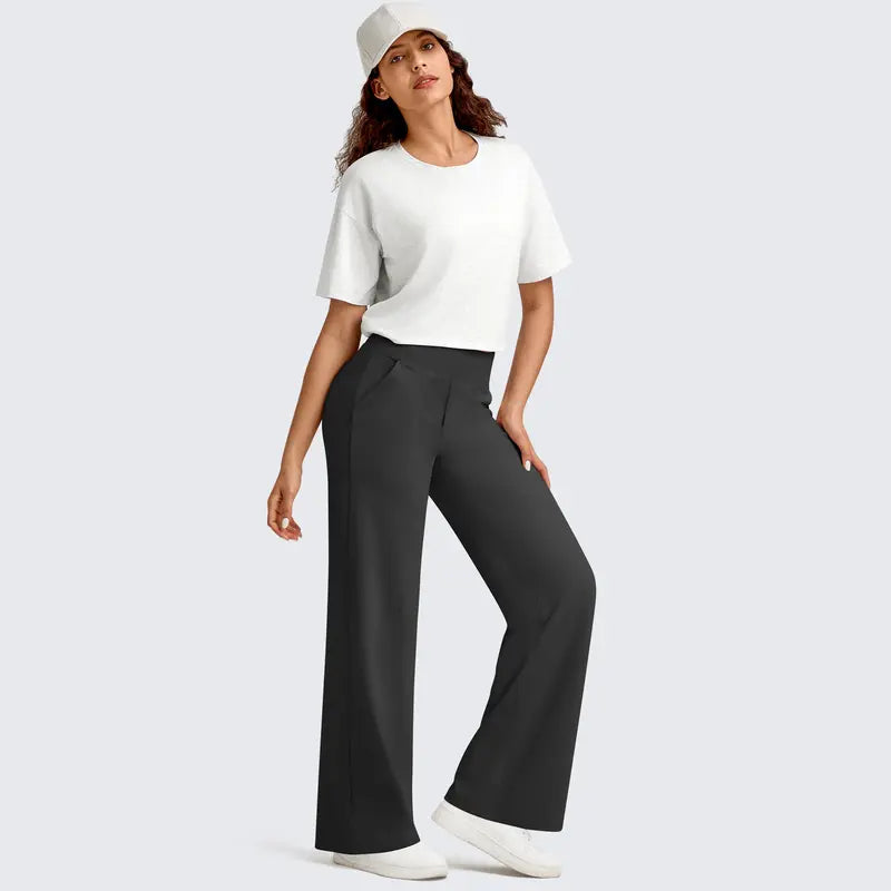 High Waisted Wide Leg Yoga Dress Pants with Pockets