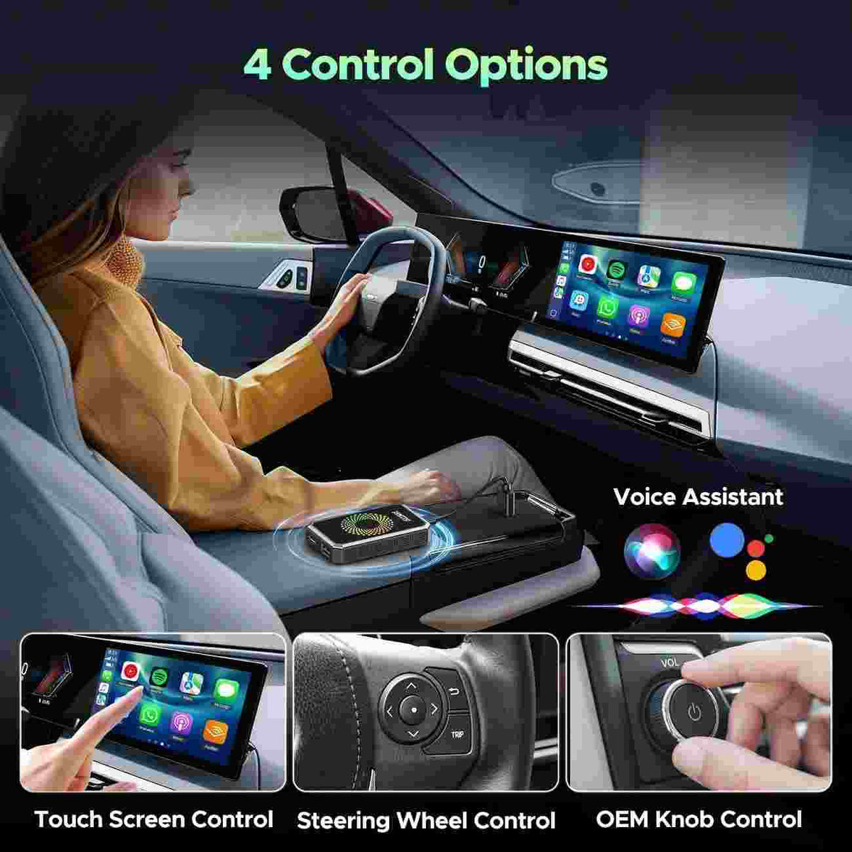 3-in-1 Wireless CarPlay Adapter with Built-In Video Streaming