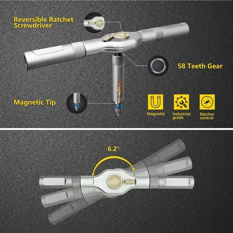24-in-1 Modular Ratchet Screwdriver Set with Multi-Angle Detachable Handle