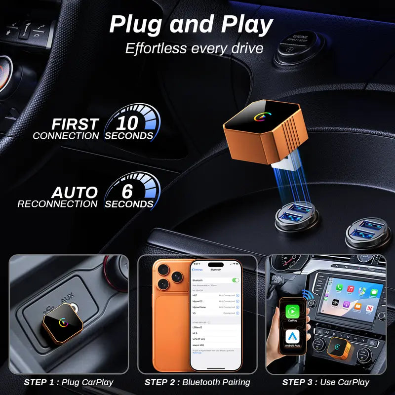 Wireless CarPlay Adapter – Instant Plug-and-Play Conversion For Tangled-Free Smart Driving