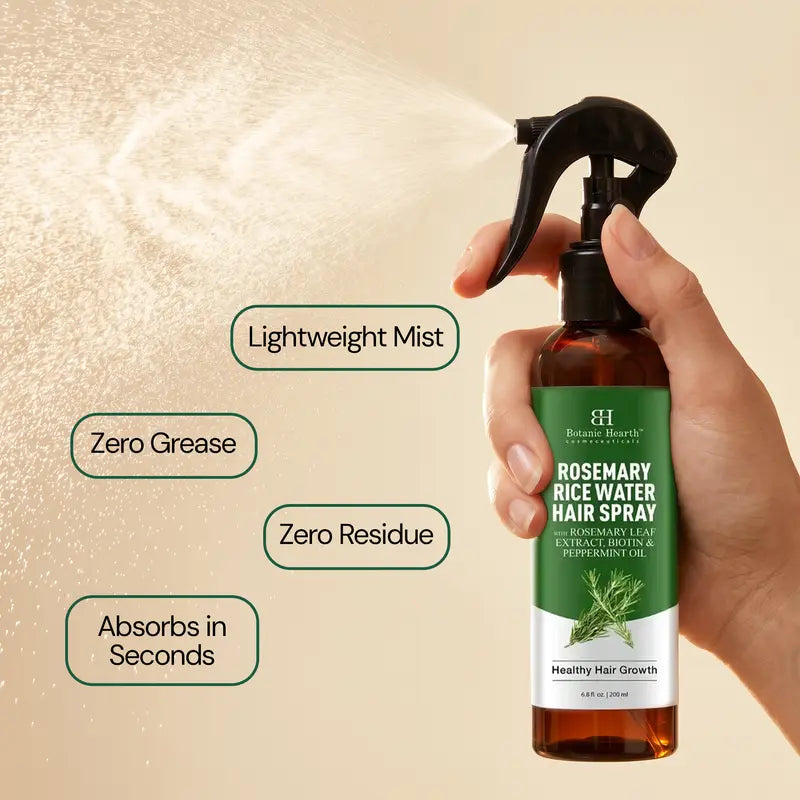 Natural Rosemary & Rice Water Hair Growth Spray for Thicker, Fuller Hair & Stronger Roots | Buy 1 Get 1 Free