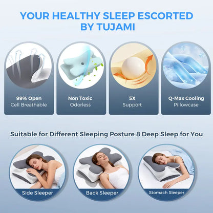 Ergonomic Cervical Contour Memory Foam Pillow for Instant Neck & Shoulder Pain Relief