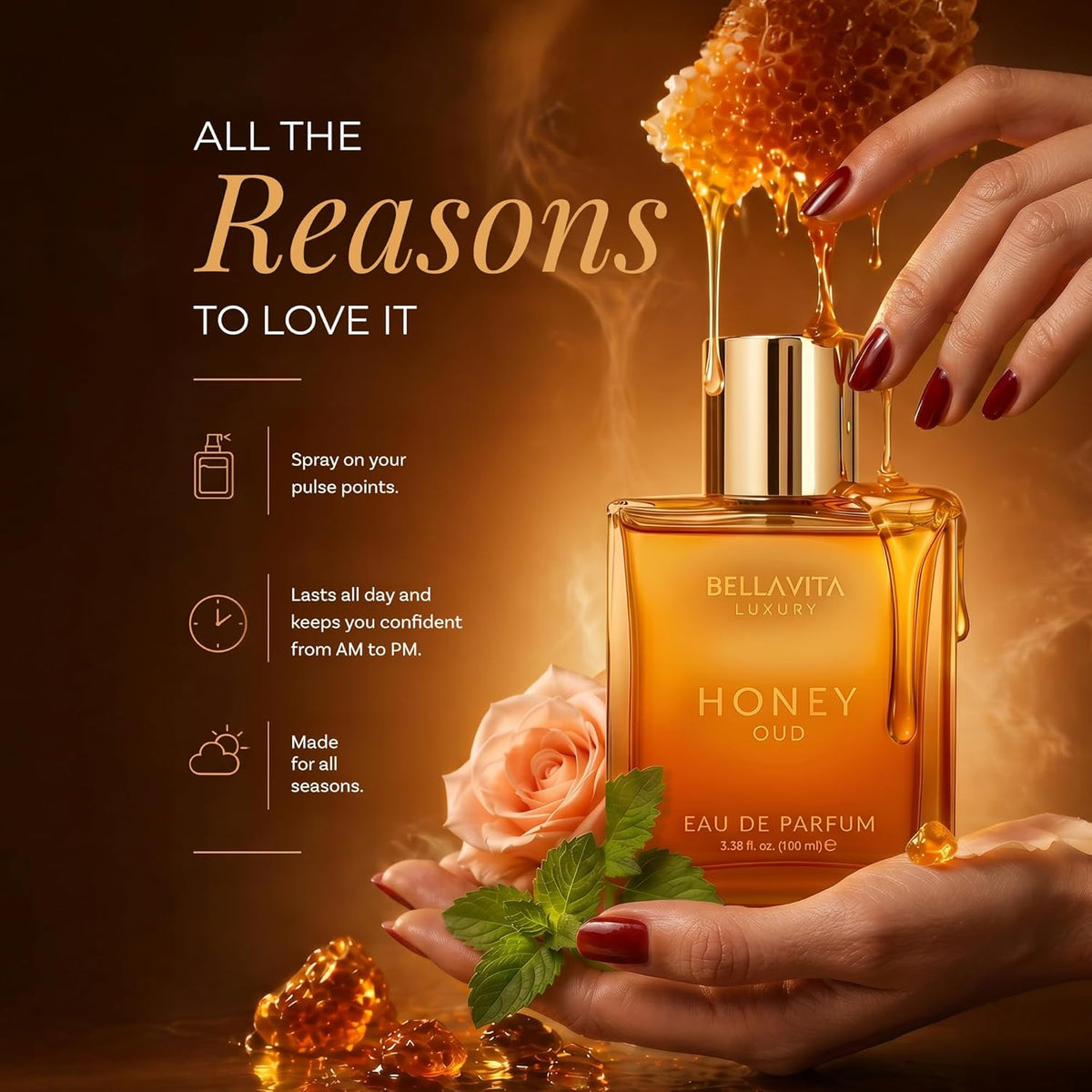 Indulge In An Exquisite Arabic-Inspired Unisex Fragrance - Experience The Luxury Of Sweet Honey & Smoky Oud
