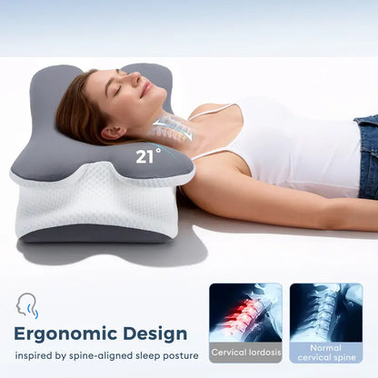 Ergonomic Cervical Contour Memory Foam Pillow for Instant Neck & Shoulder Pain Relief