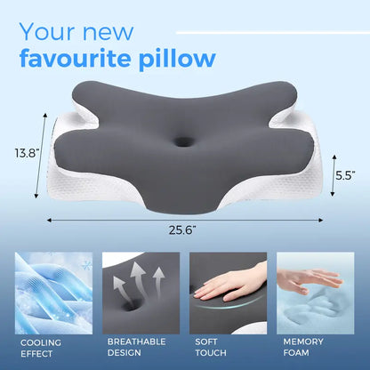 Ergonomic Cervical Contour Memory Foam Pillow for Instant Neck & Shoulder Pain Relief